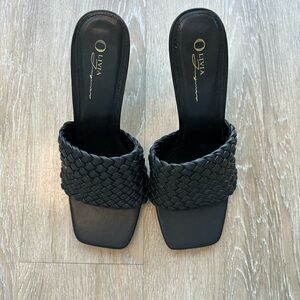 Black Woven Women's Sandals